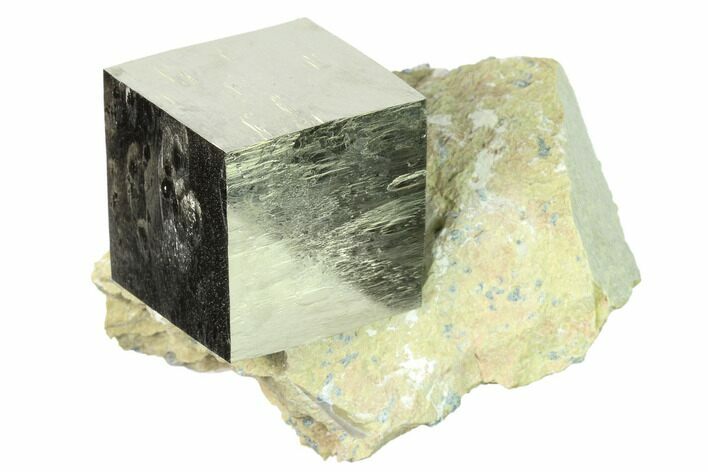 Large, Natural Pyrite Cube In Rock - Navajun, Spain #168512